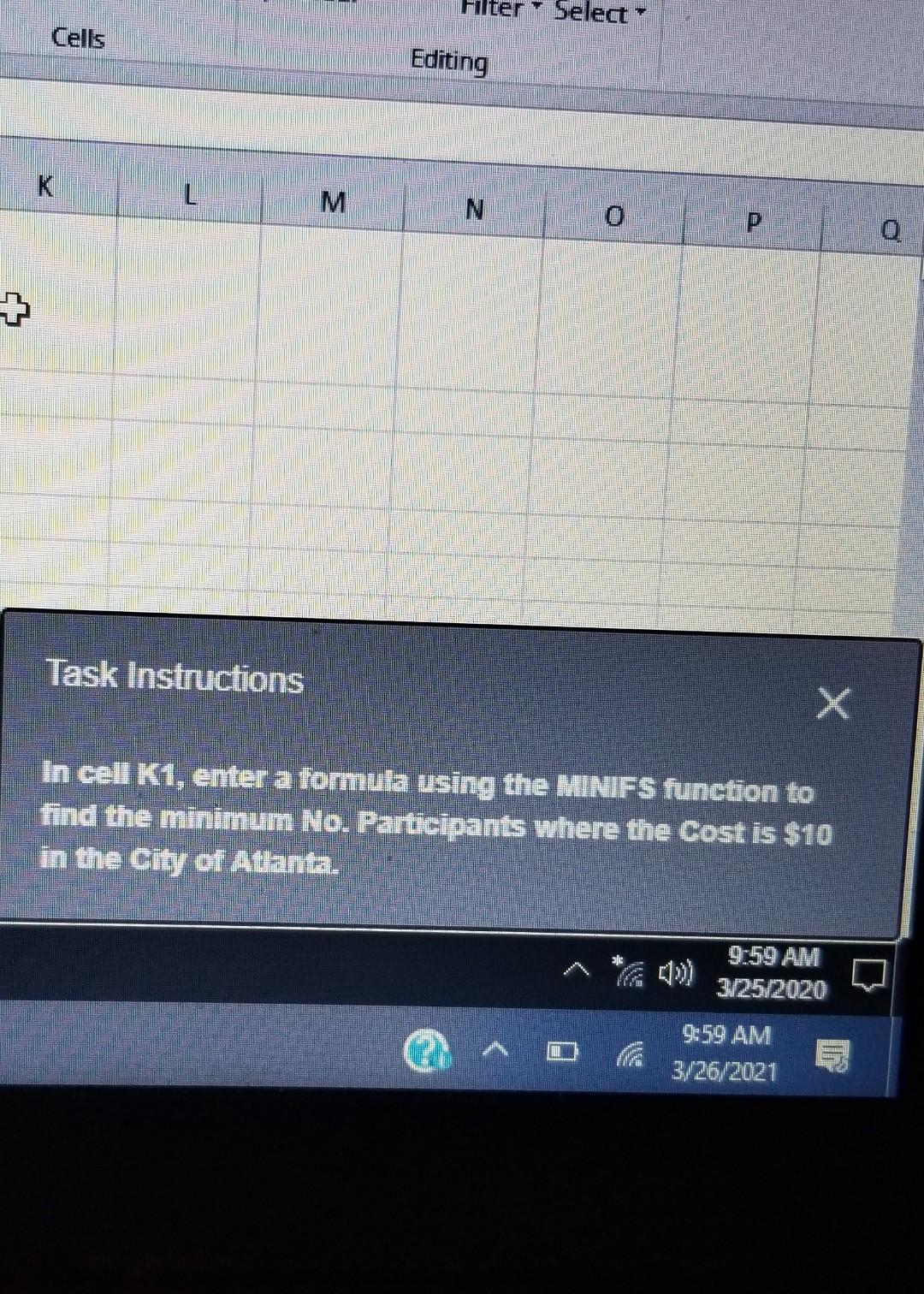 Filter Select Cells Editing M N P Task