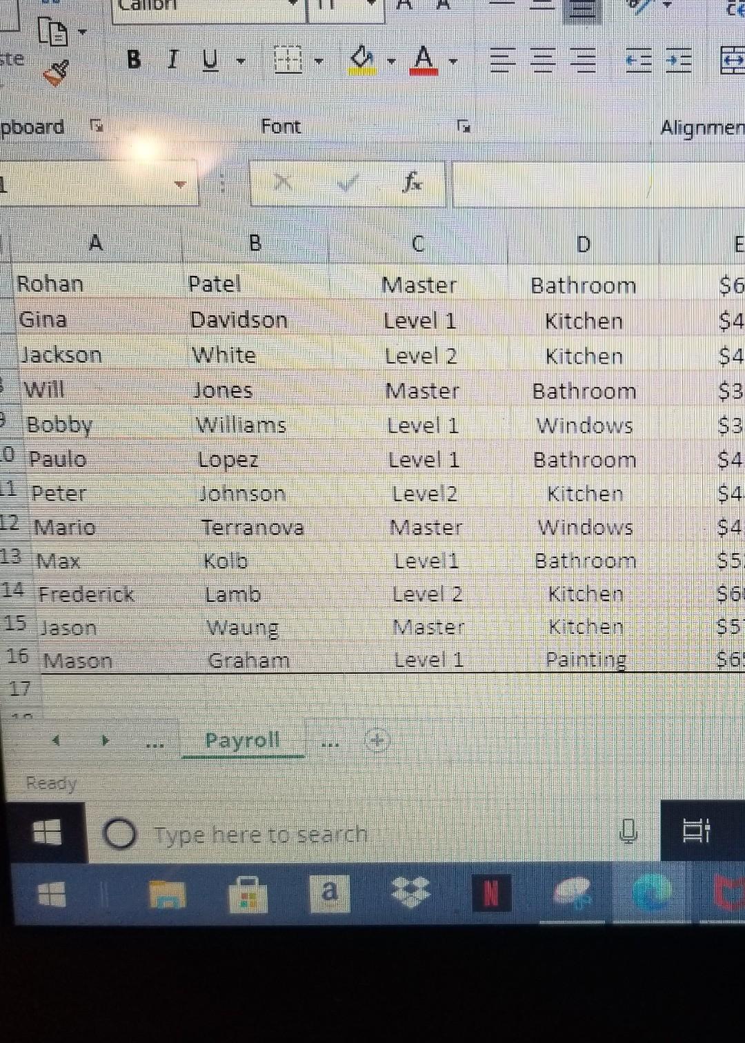 Filter Select Cells Editing M N P Task