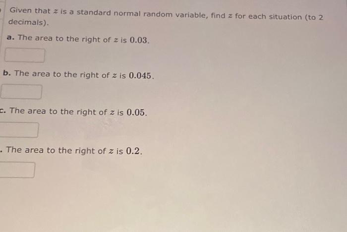 Given that z is a standard normal random