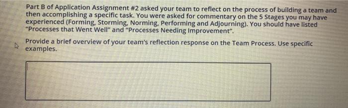 just need small point Part B of Application