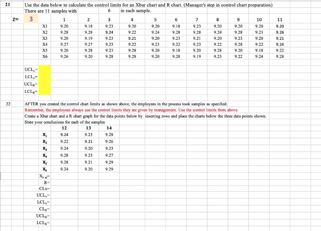please answer 21 and 22 in excel and show steps