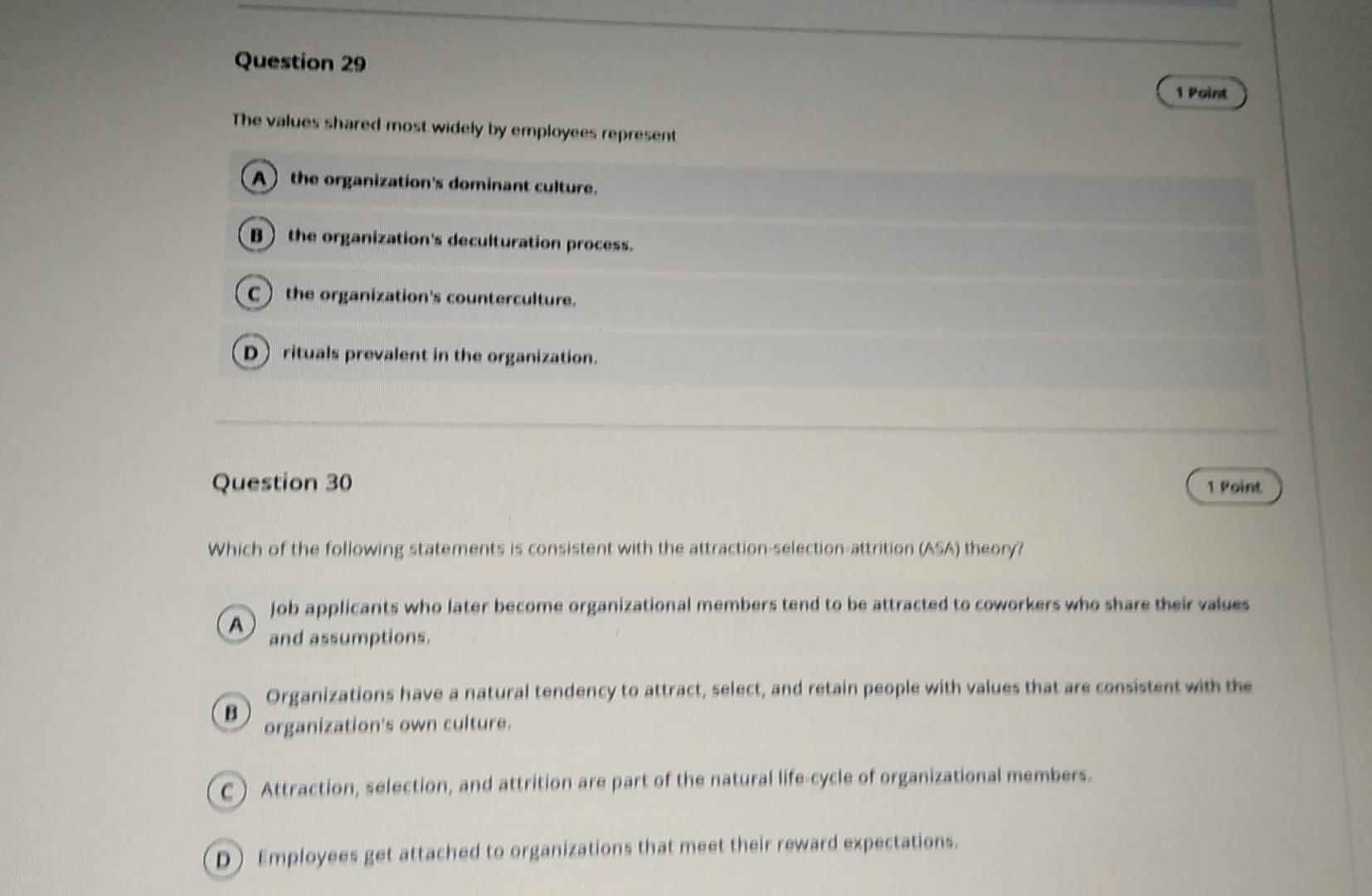 Question 29 1 Point The values shared most widely