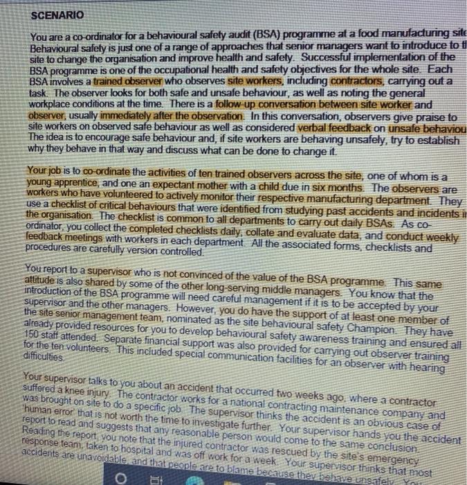 attached the senario and the task wanted to solve