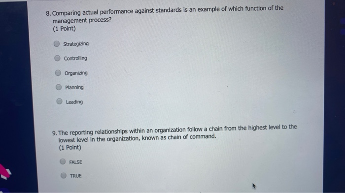 8. Comparing actual performance against standards