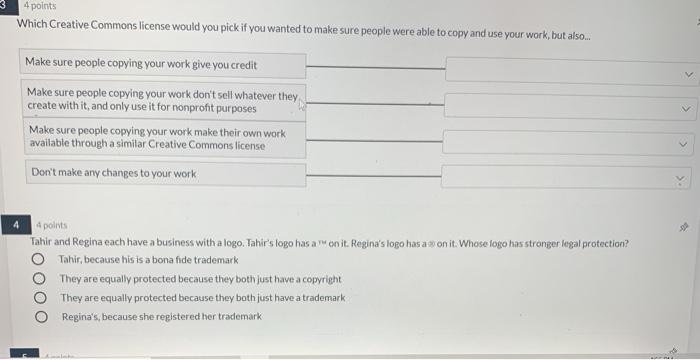 3 4 points Which Creative Commons license would