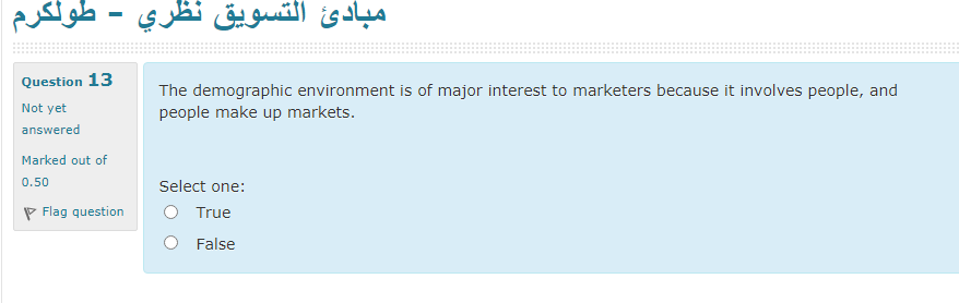 - Question 13 Not yet answered The demographic