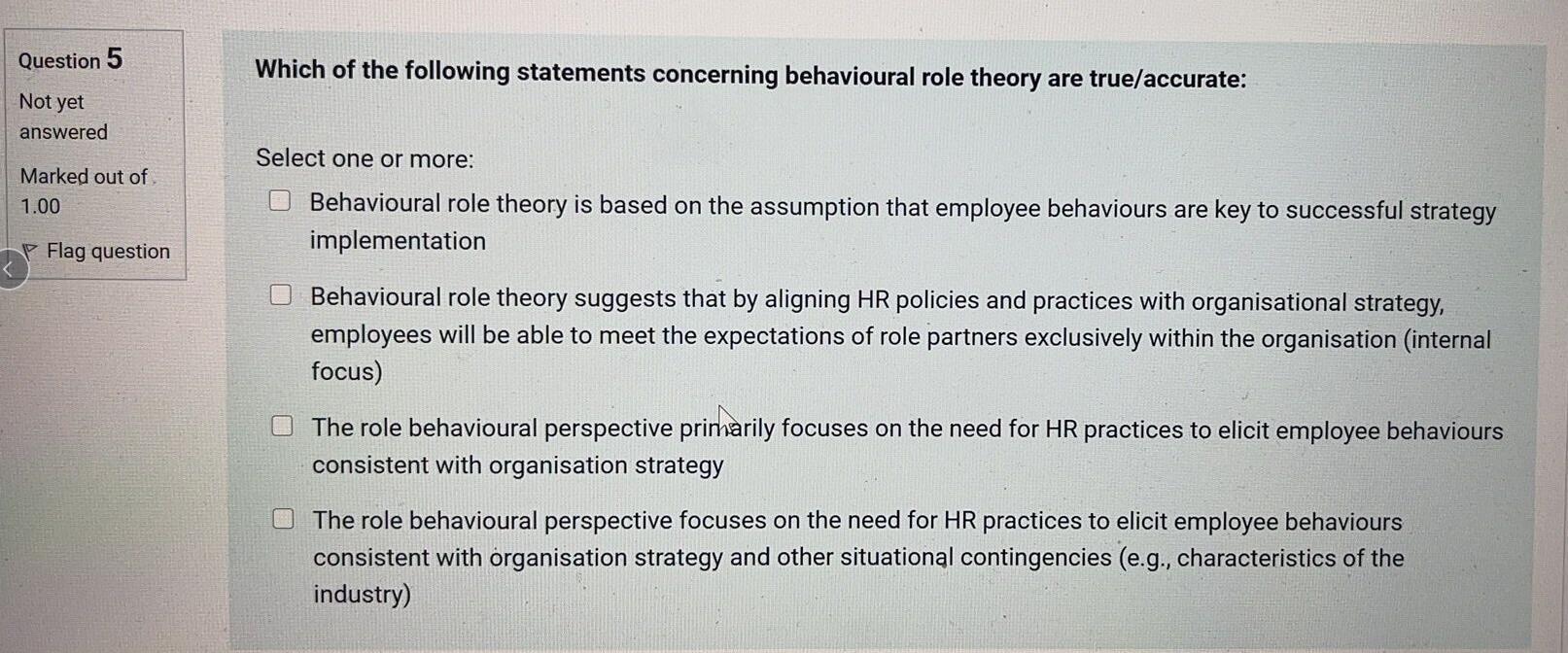 Question 5 Which of the following statements