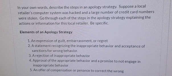 In your own words, describe the steps in an