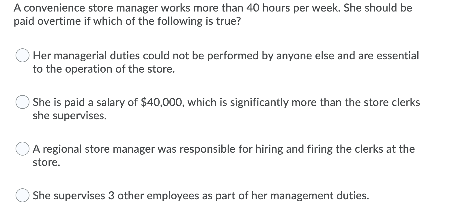 A convenience store manager works more than 40