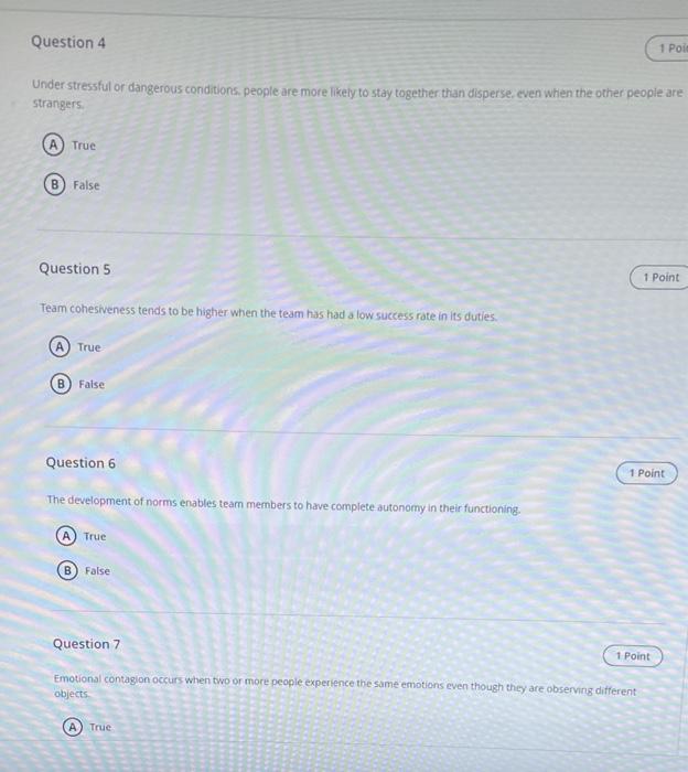 Question 4 1 Pol Under stressful or dangerous