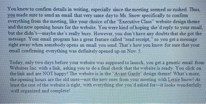 Email writing Write an email using the case