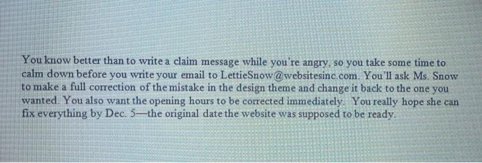 Email writing Write an email using the case