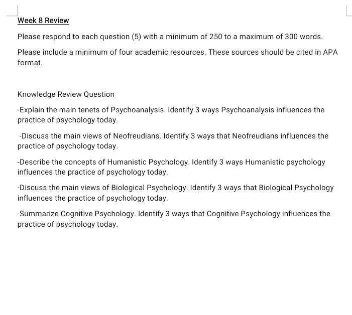 Week 8 Review Please respond to each question (5)