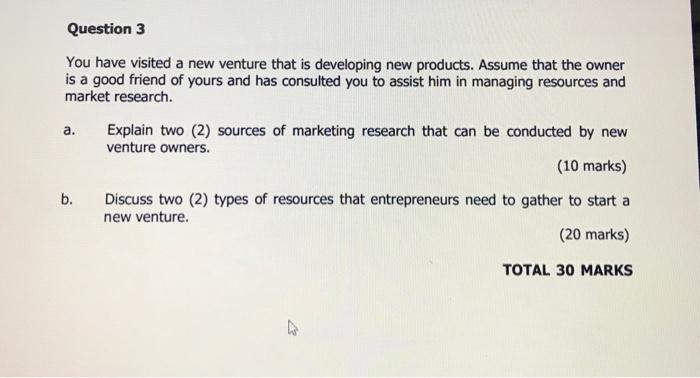 answer question b) only. tq Question 3 You have