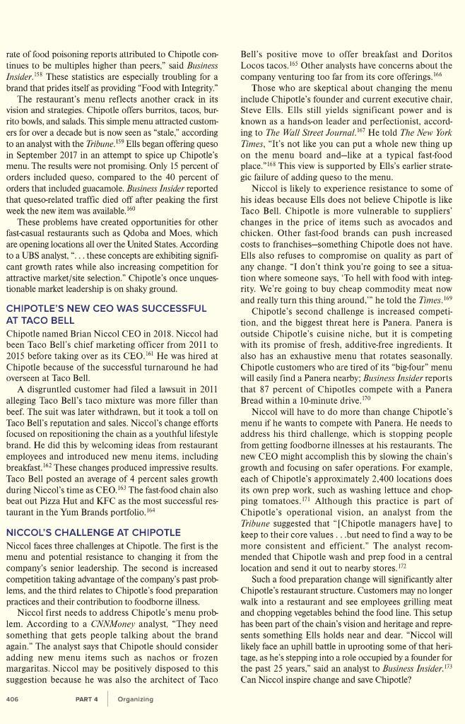 Please read the case Chipotle needs to change so