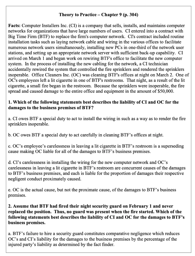 Theory to Practice - Chapter 9 (p. 304) Facts: