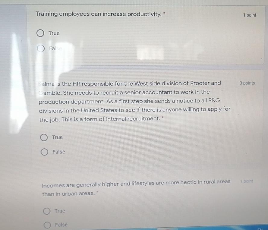 Training employees can increase productivity. * 1