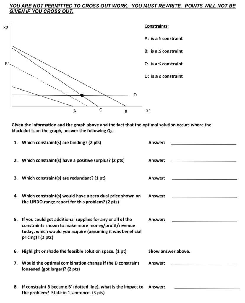 YOU ARE NOT PERMITTED TO CROSS OUT WORK. YOU MUST