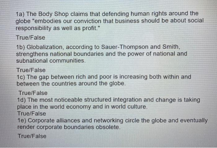 1a) The Body Shop claims that defending human