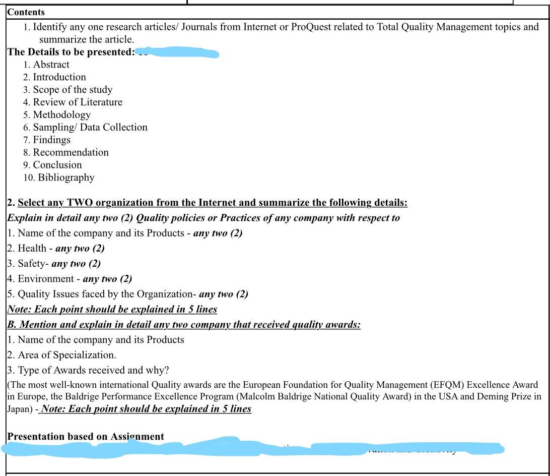 Contents 1. Identify any one research articles/
