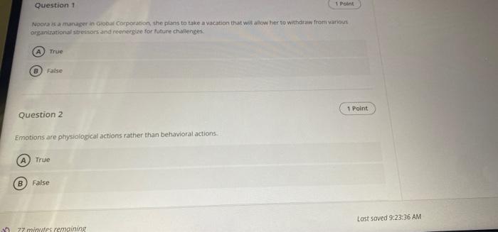 1 Point Question 1 Noor is a manager in Global