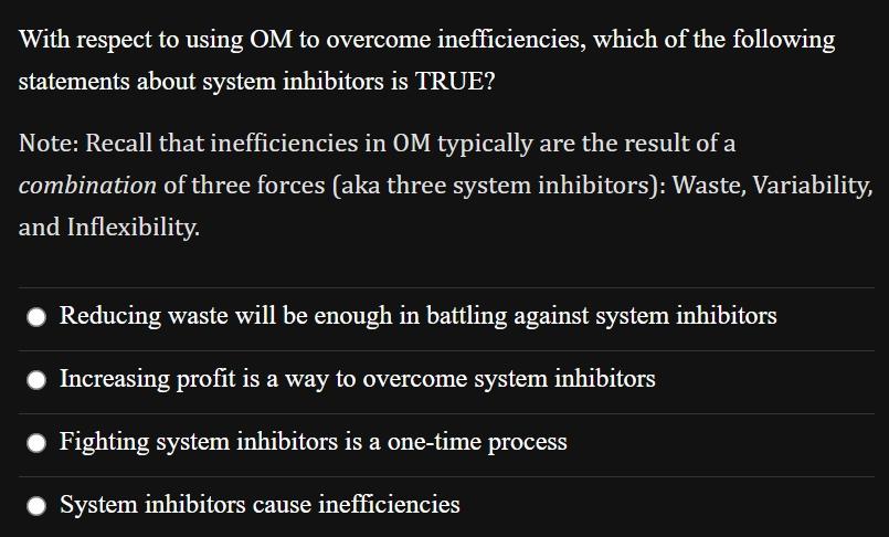 With respect to using OM to overcome