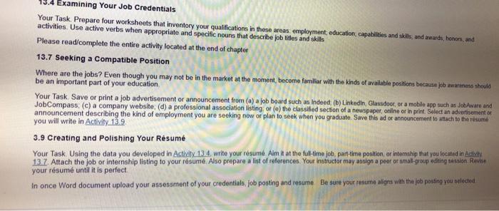 Examining Your Job Credentials Your Task. Prepare