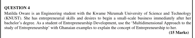 QUESTION 4 Matilda Oware is an Engineering