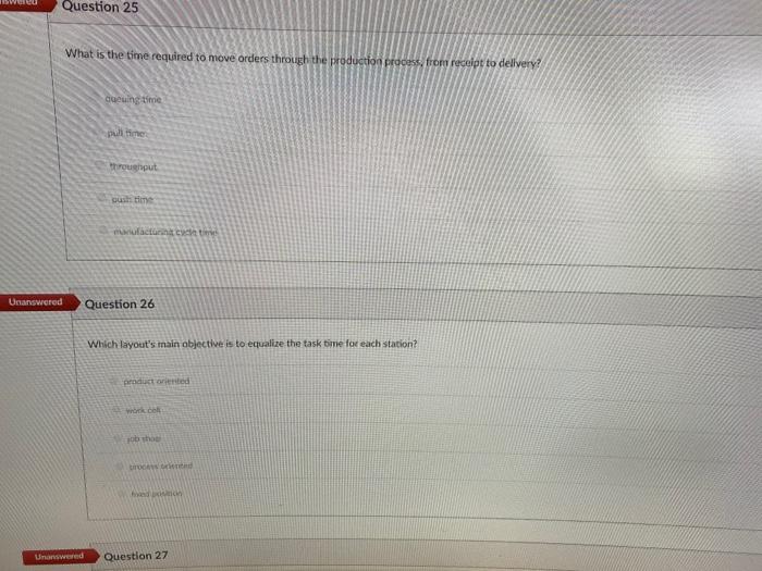 Unanswered Question 23 The type of layout which