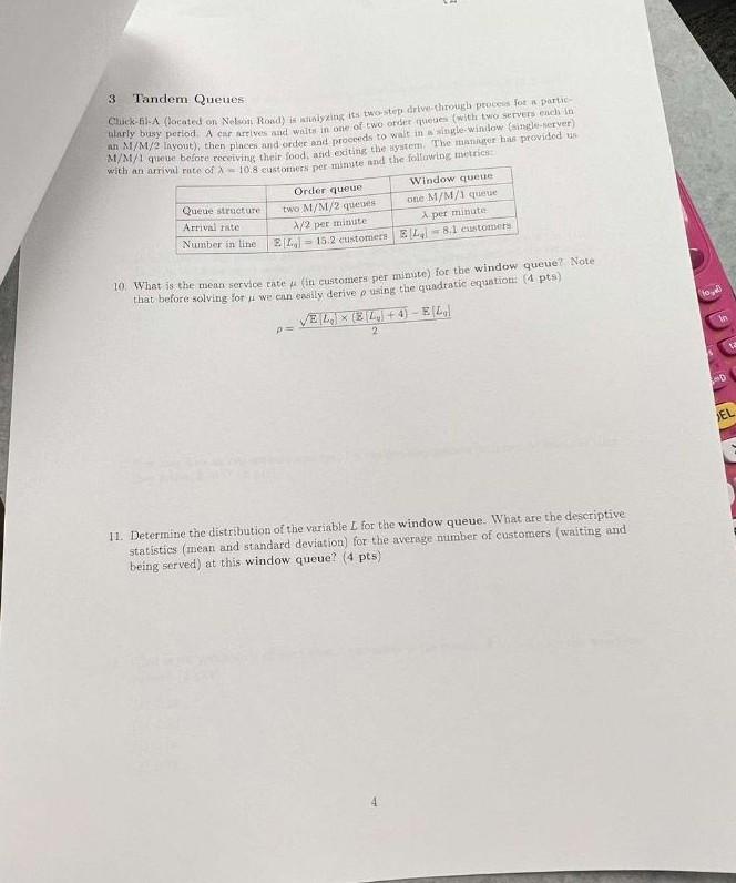 3 Tandem Queues an M/M/z Inyoust), then ptacen