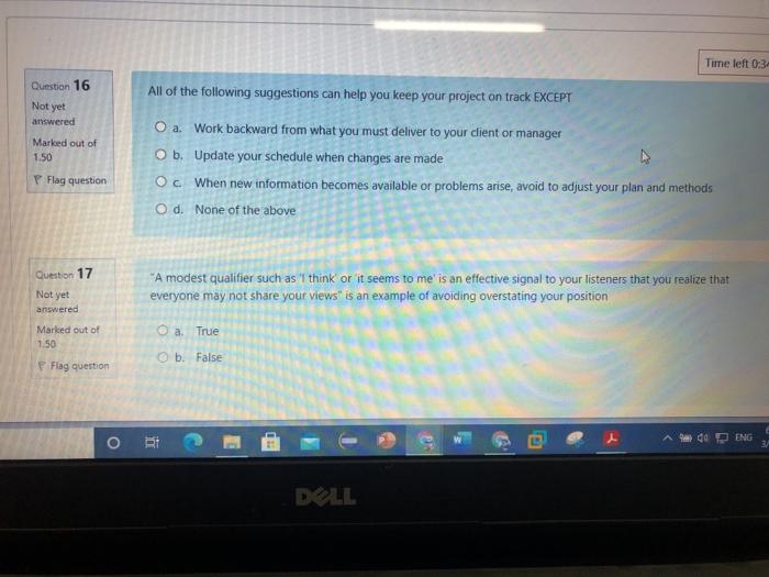 Time left 0:3 Question 16 Not yet answered Marked