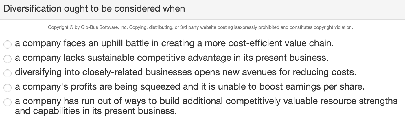 Diversification ought to be considered when