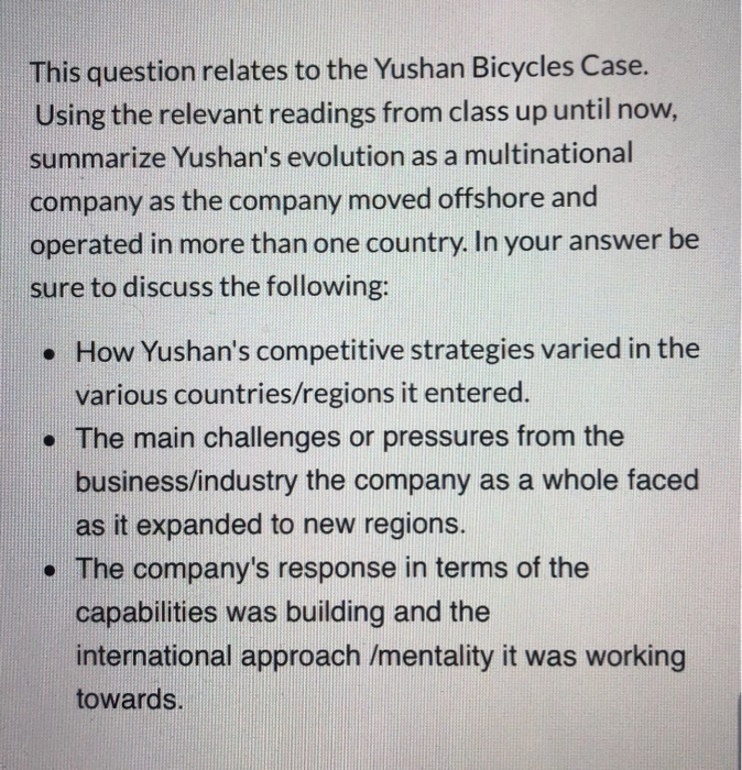 This question relates to the Yushan Bicycles
