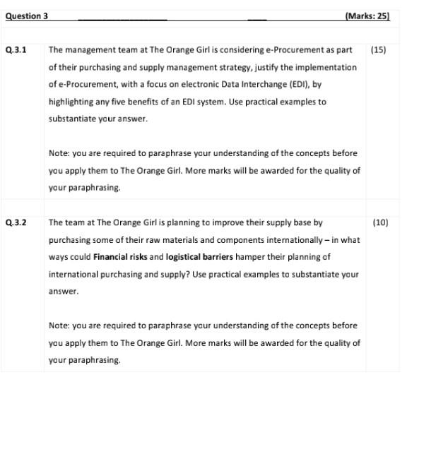 2.3.1 The management team at The Orange Girl is