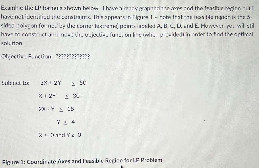 Examine the LP formula shown below. I have