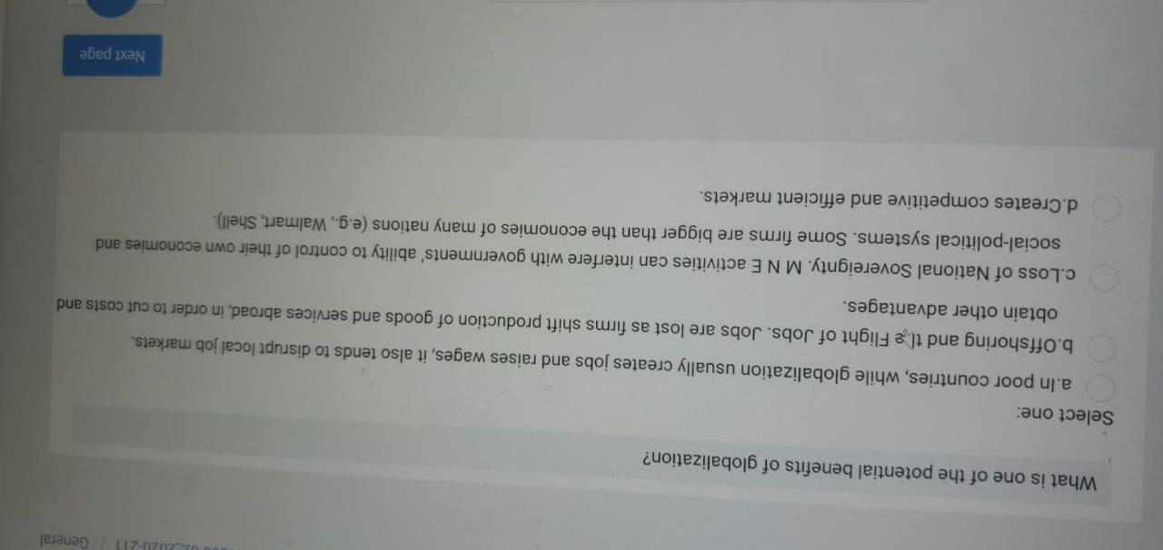 022020-211 General What is one of the potential