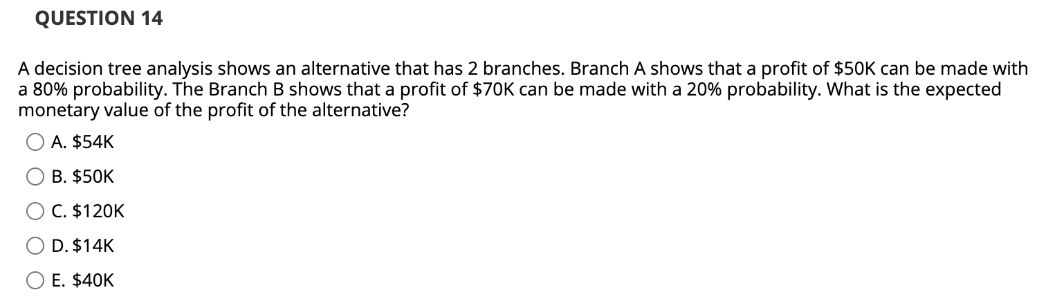A decision tree analysis shows an alternative