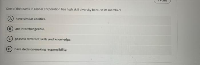 TU One of the teams in Global Corporation has