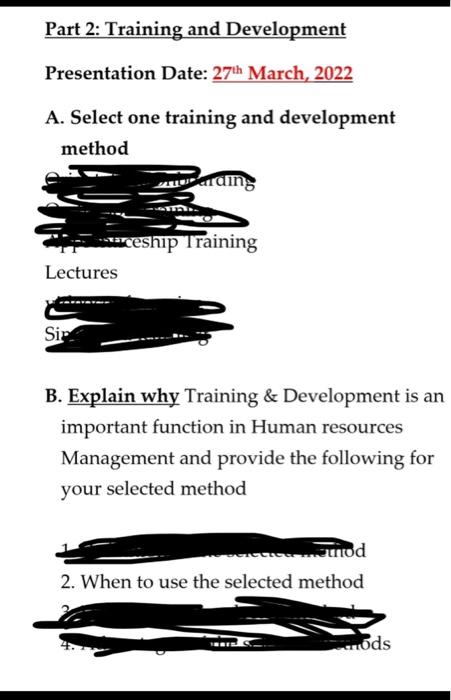 Part 2: Training and Development Presentation