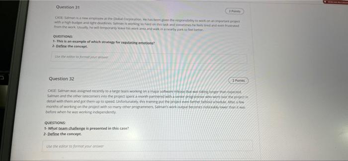 Question 31 CASE Sto seen here to work with a