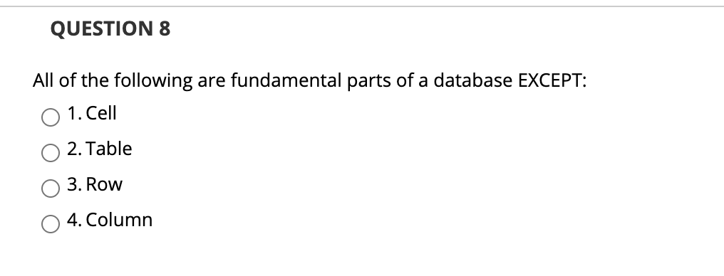QUESTION 8 All of the following are fundamental