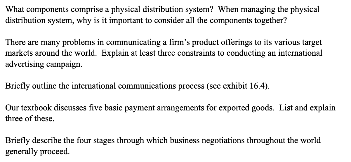 What components comprise a physical distribution