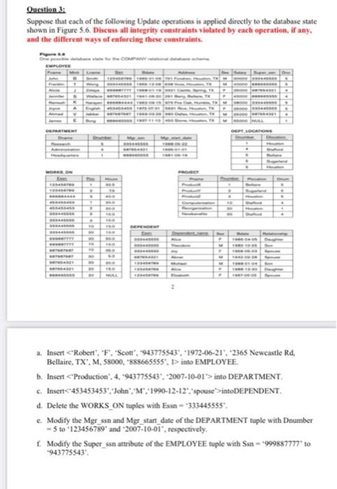 Question 3: Suppose that cach of the following