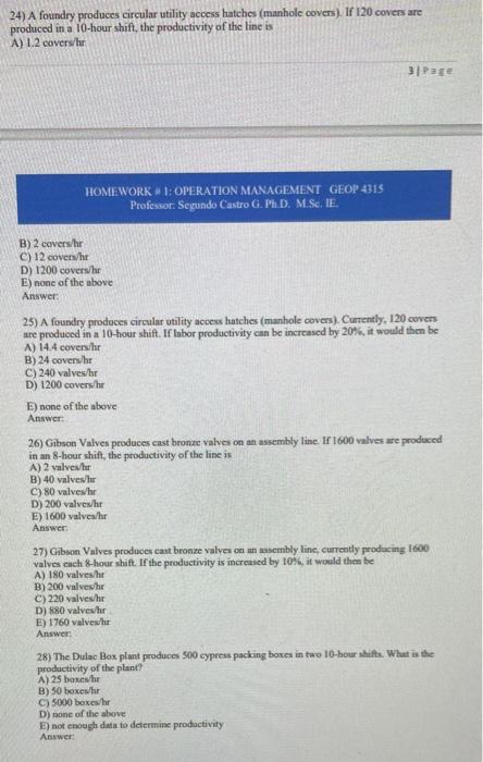 pls help 24) A foundry produces circular utility