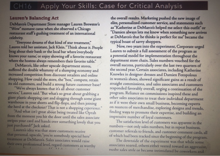 CH16 Apply Your Skills: Case for Critical