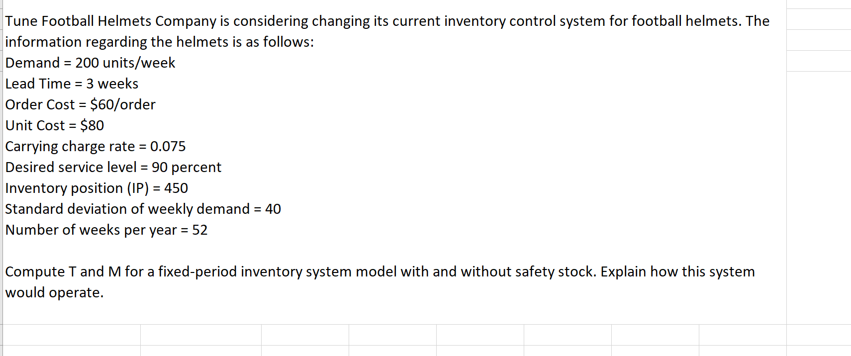 5. Please solve using excel and show formulas. I
