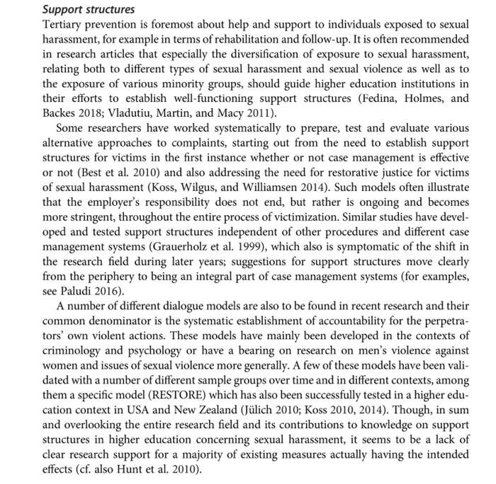 summarize the attached article section Support