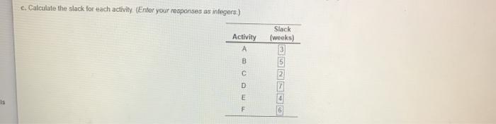 need help finding the slack. please show how you