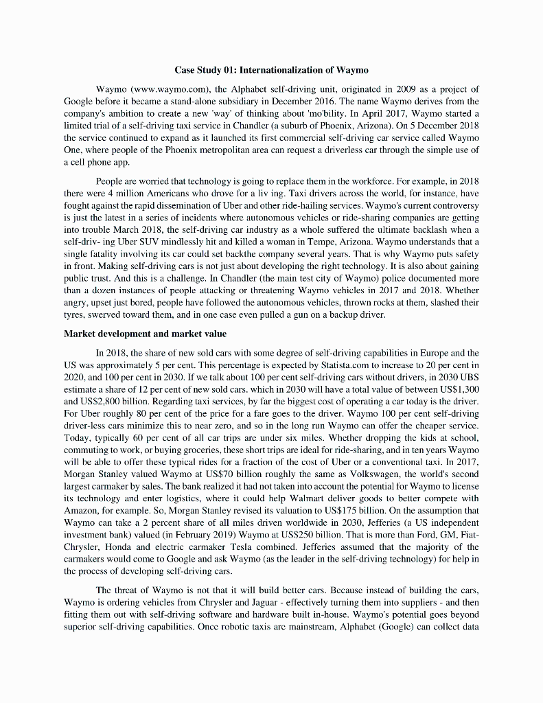 Case Study 01: Internationalization of Waymo