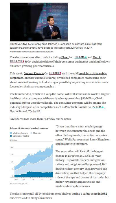 Please read the attached WSJ article Johnson &